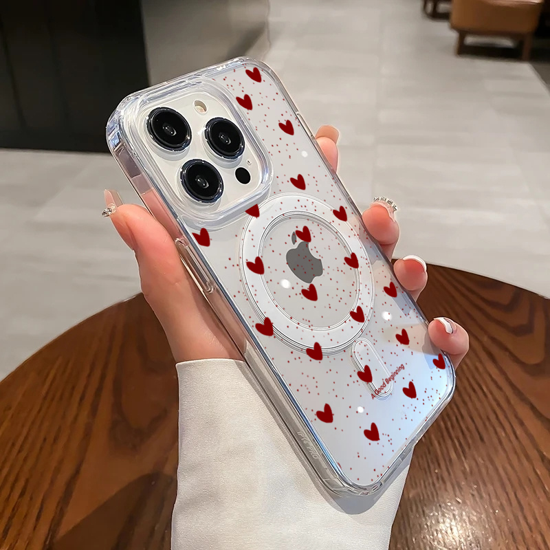 Phone Cases Unique - INS Rotes Liebesherz Sexy Transparente Silikonhülle