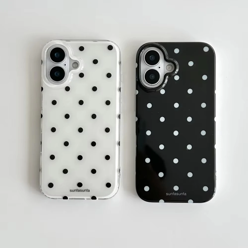 Phone Cases Unique - Minimalistische schwarz-weiße Polka Dots Handyhülle für
