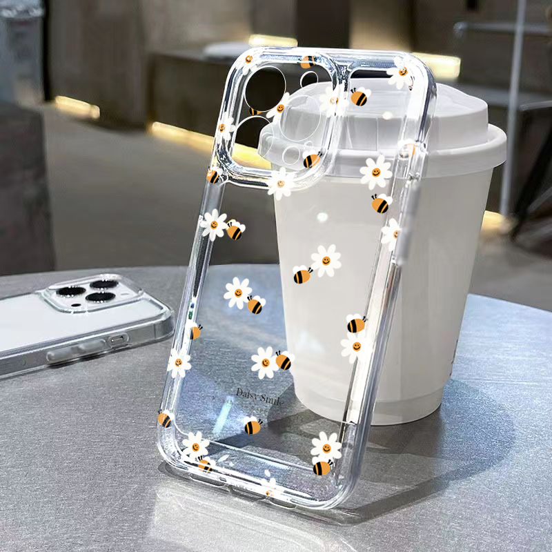 Phone Cases Trendy - Trendige Gänseblümchen-Bienen-Blumen-Transparente Handyhülle für iPhone 17