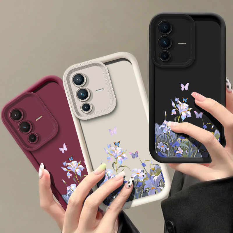 Phone Cases Vivo - Modische Handyhülle mit Blumen- und Schmetterlingsdruck