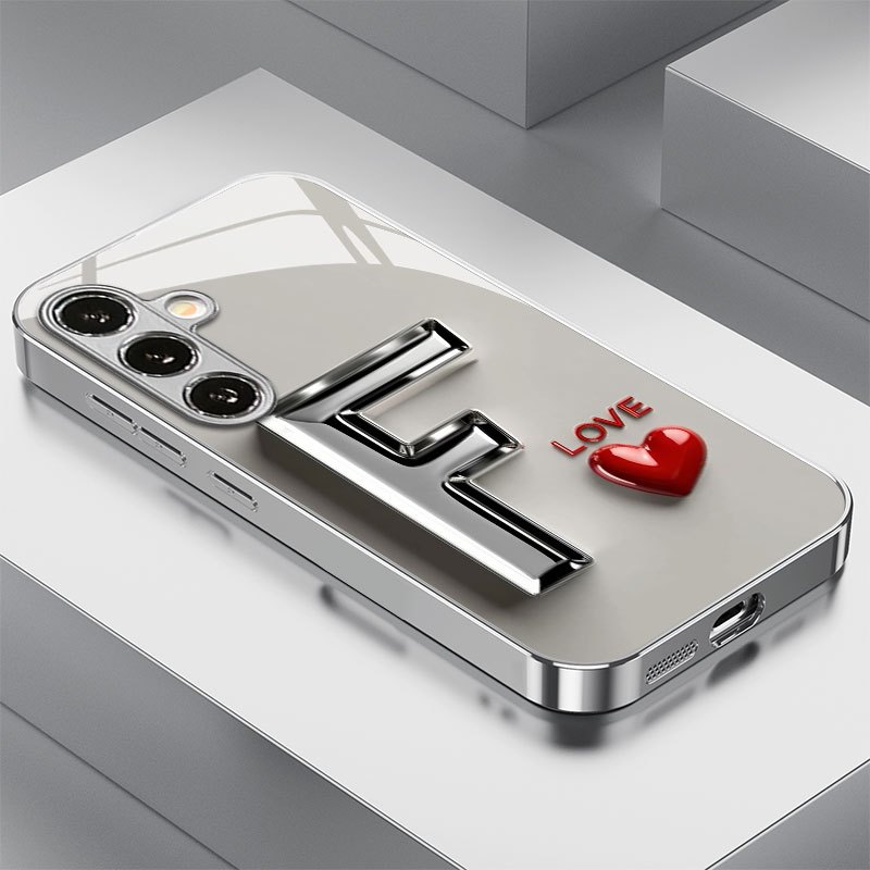 Phone Cases Metal - Glas-Handyhülle mit Metallbuchstaben-F-Muster, geeignet für Samsung