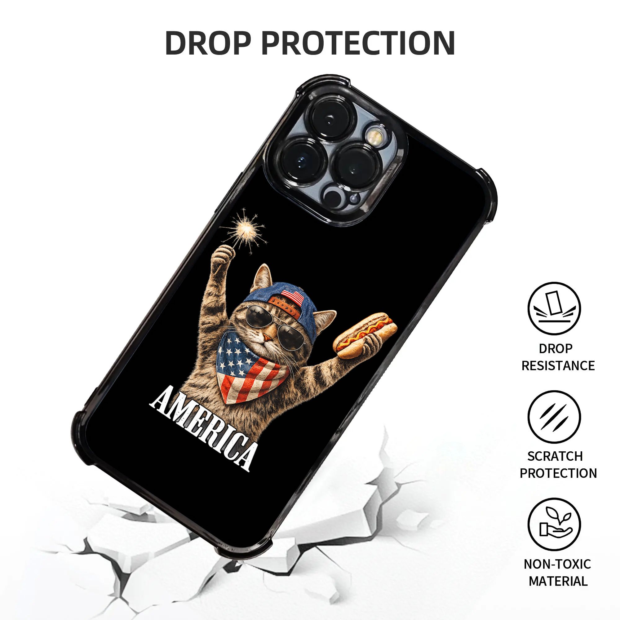 Niedliche Amerika-Katze Feuerw – Phone Cases Usa Bewertung und Preis