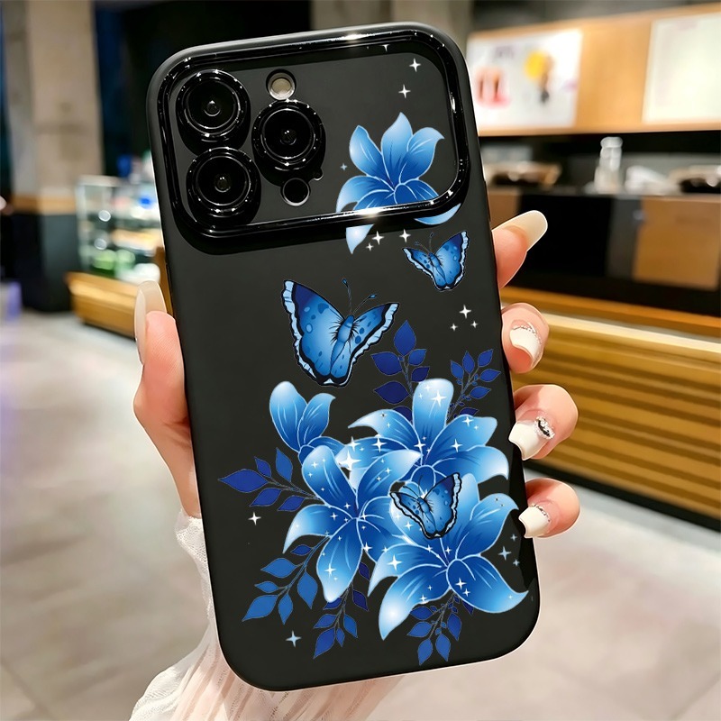 Blaue Schmetterling-Blumenmust – Phone Cases Unique Bewertung und Preis